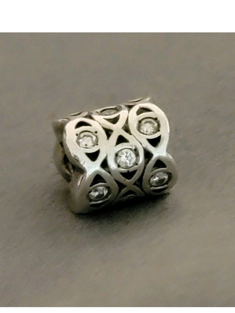 Chamilia Silver Filigree Charm with Clear Stones